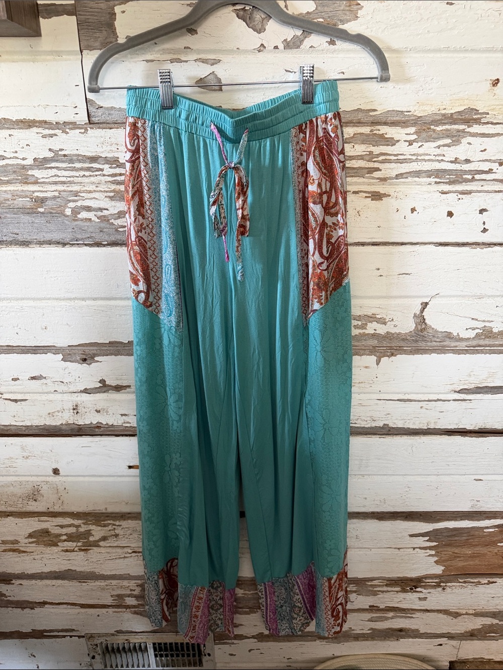 POL Turquoise Printed Wide-Leg Women's Pants